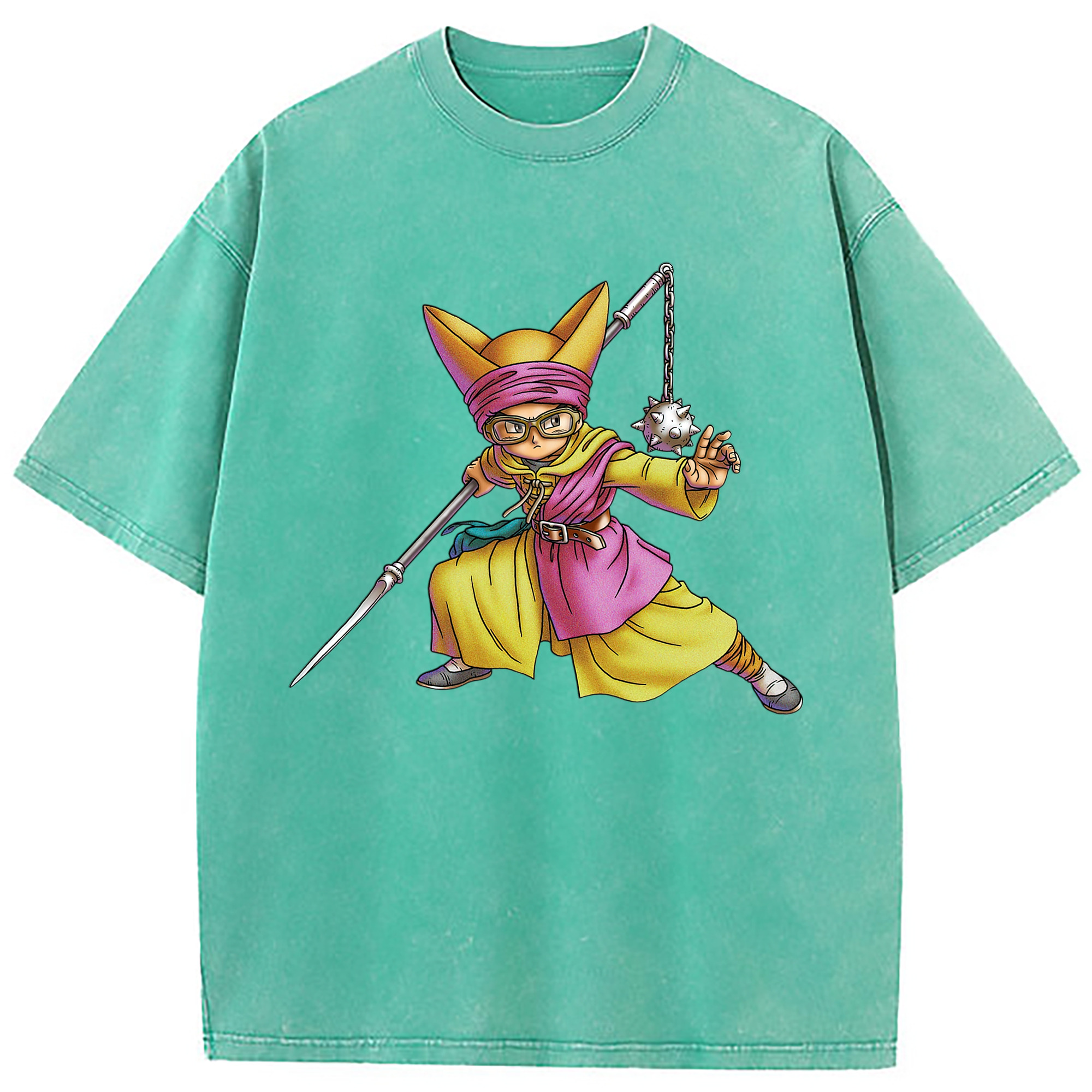 （画像用） ドラゴンクエスト Doragon Kuesuto Dragon Quest 綿100% ヴィンテージ風 半袖Tシャツ（フロントプリント）